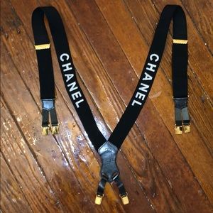 Chanel black & white suspenders
